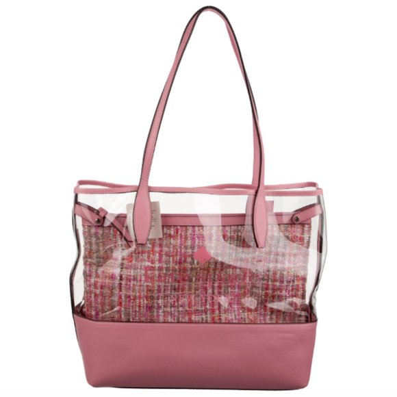kate spade Handbags - ✿ڿڰۣ♥ Kate Spade Pink Leather Trim PVC Tote with Removable Tweed Pouch! ♥✿ڿڰۣ♥